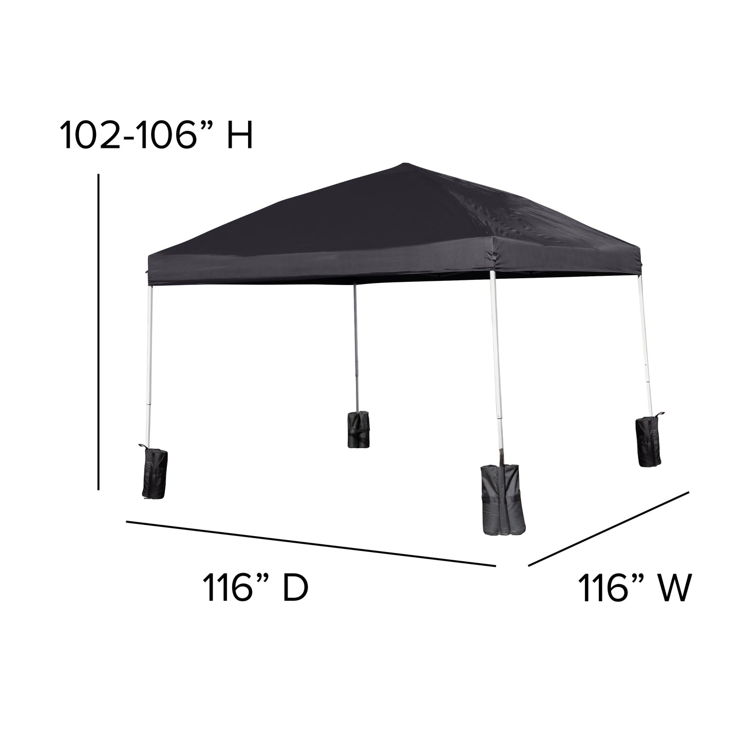 10'x10' Black Pop Up Canopy JJ-GZ1010PKG-BK-GG