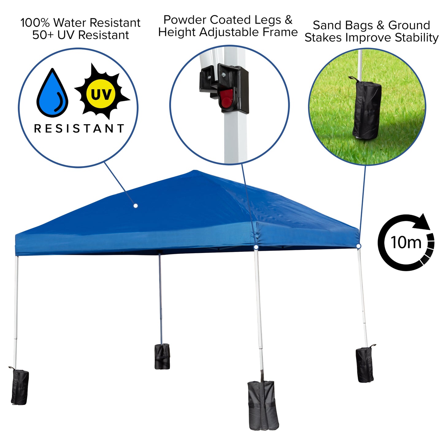 10'x10' Blue Pop Up Canopy JJ-GZ1010PKG-BL-GG