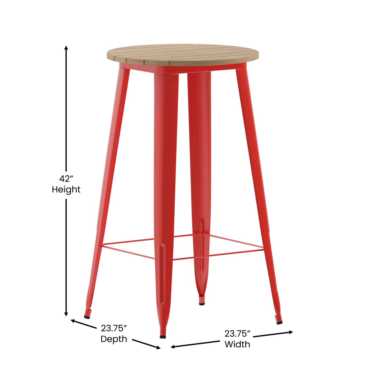 23.75" RD BR/RD Bar Top Table JJ-T14623H-60-BRRD-GG