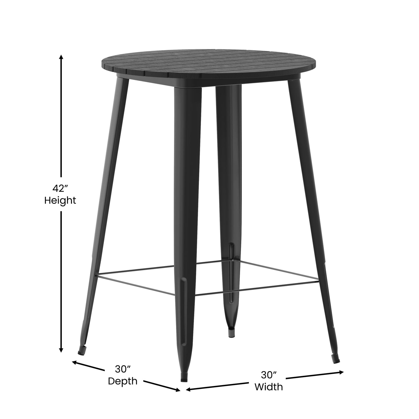 30" RD BK/BK Bar Top Table JJ-T14623H-76-BKBK-GG