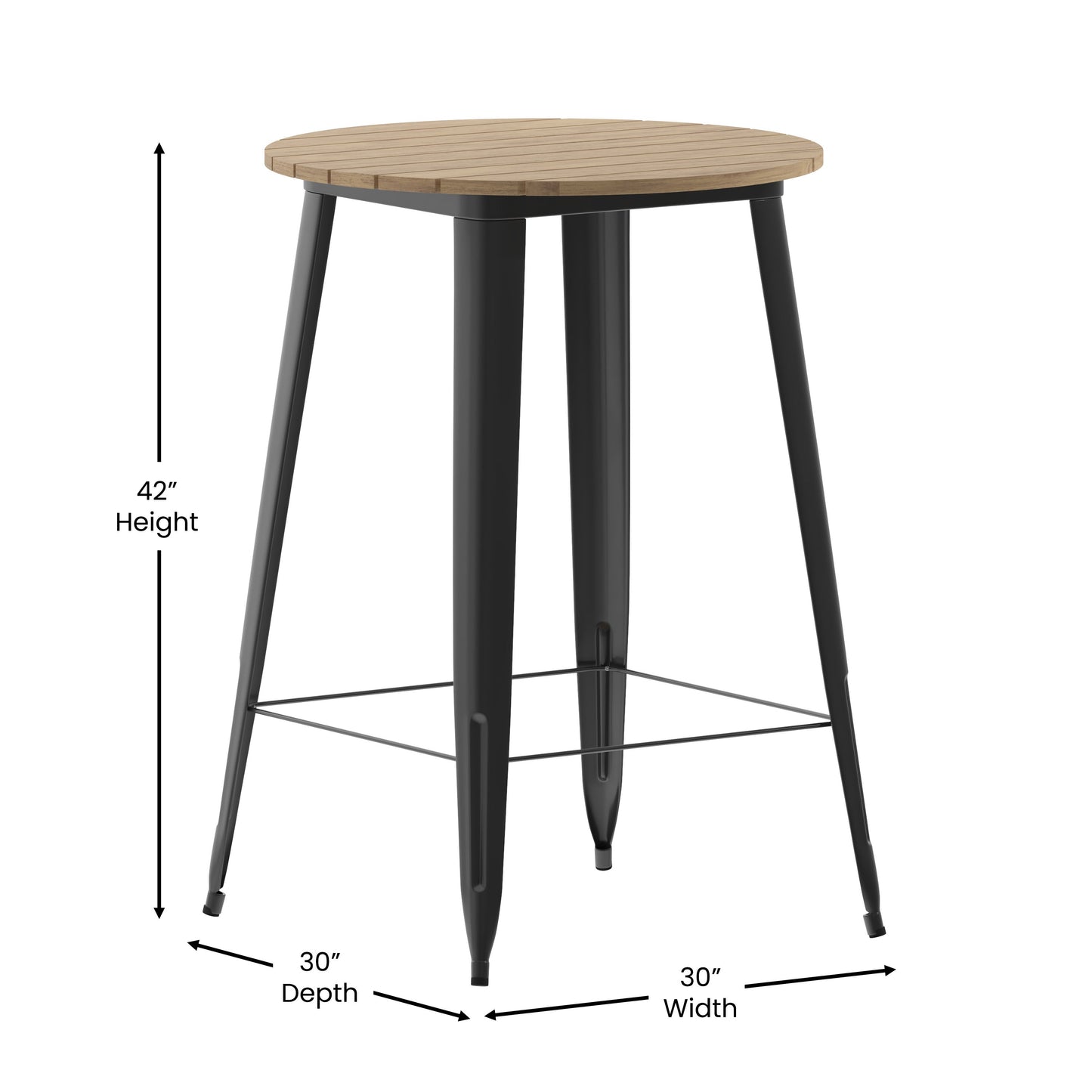 30" RD BR/BK Bar Top Table JJ-T14623H-76-BRBK-GG