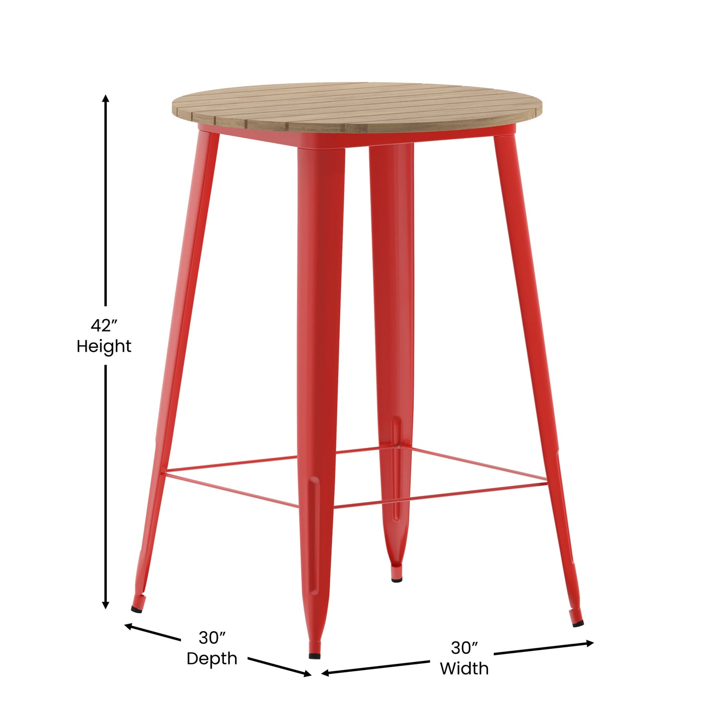 30" RD BR/RD Bar Top Table JJ-T14623H-76-BRRD-GG