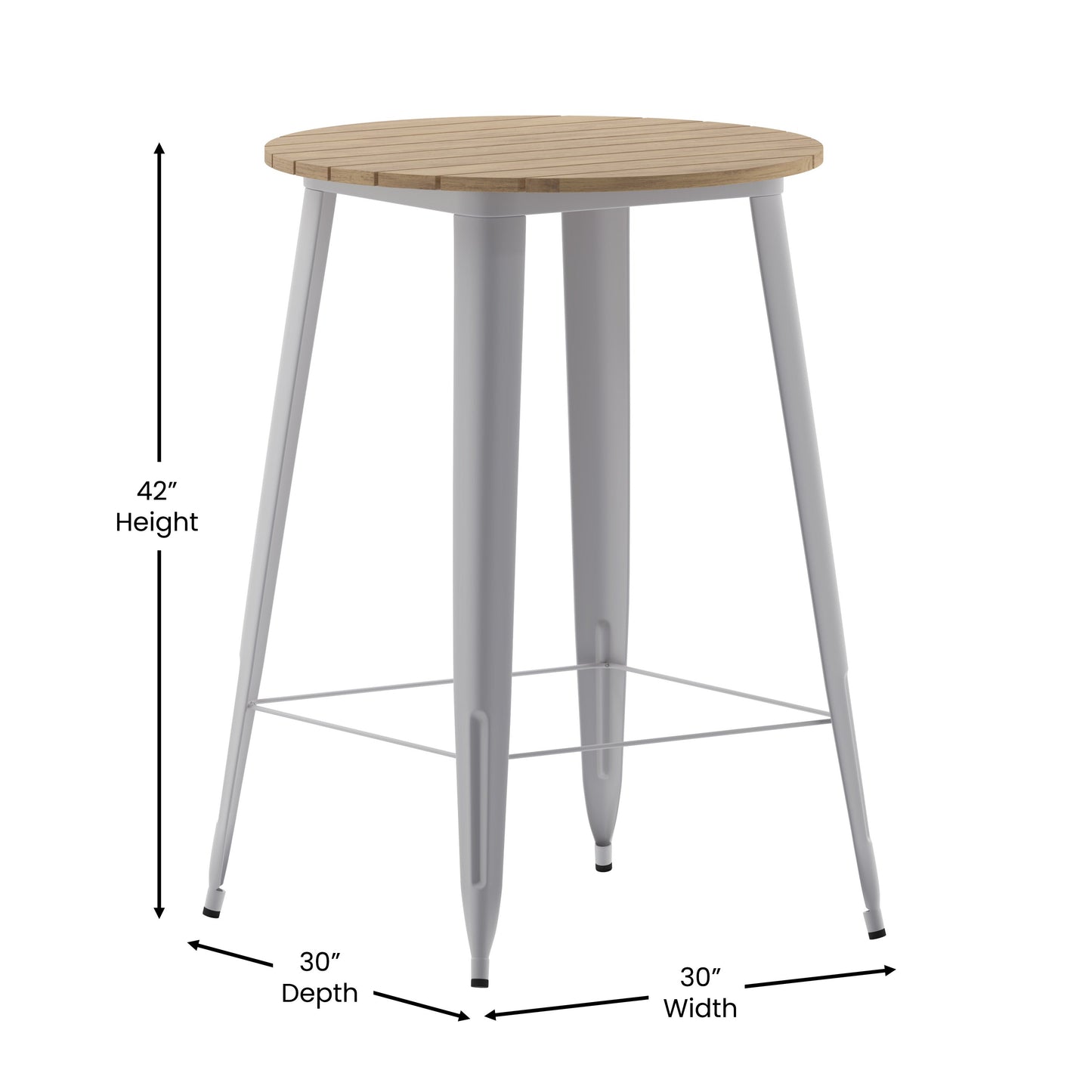 30" RD BR/SIL Bar Top Table JJ-T14623H-76-BRSL-GG