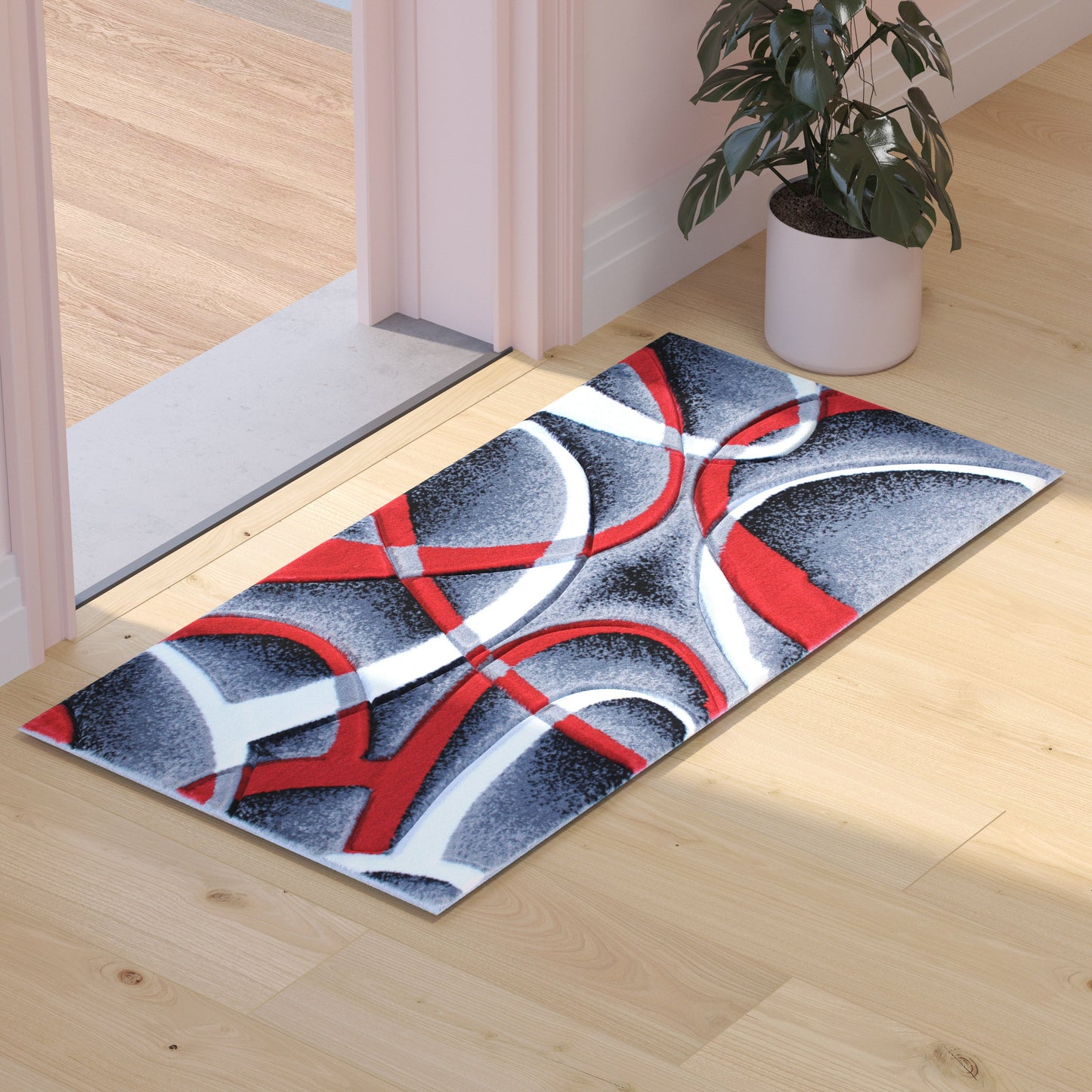 2x3 Red Abstract Rug KP-RG951-23-RD-GG