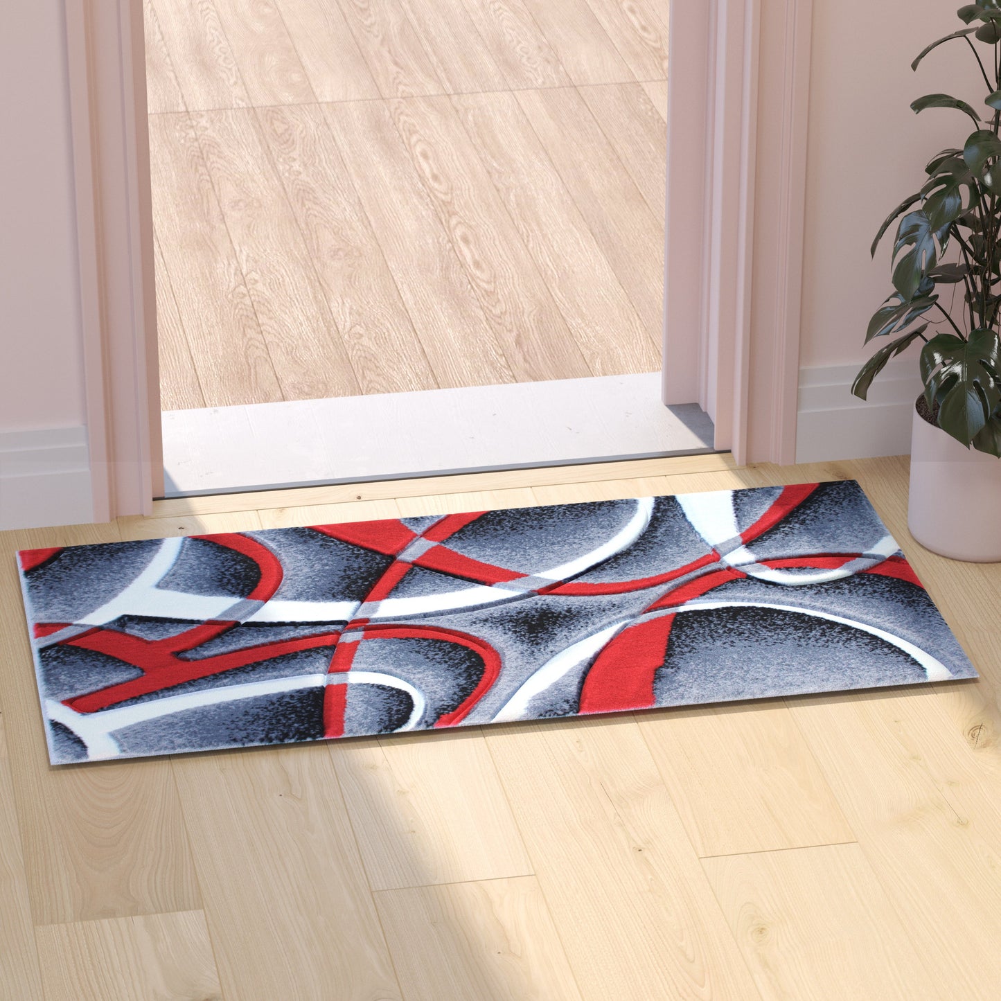 2x3 Red Abstract Rug KP-RG951-23-RD-GG