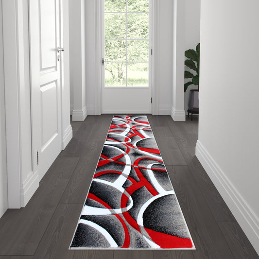 2x7 Red Abstract Rug KP-RG951-27-RD-GG