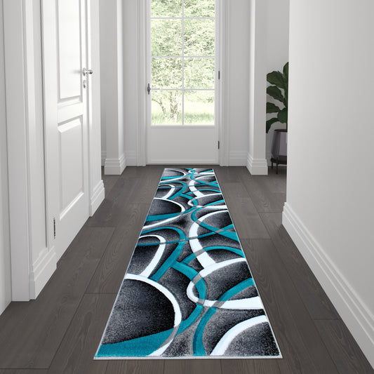 2x7 Turquoise Abstract Rug KP-RG951-27-TQ-GG