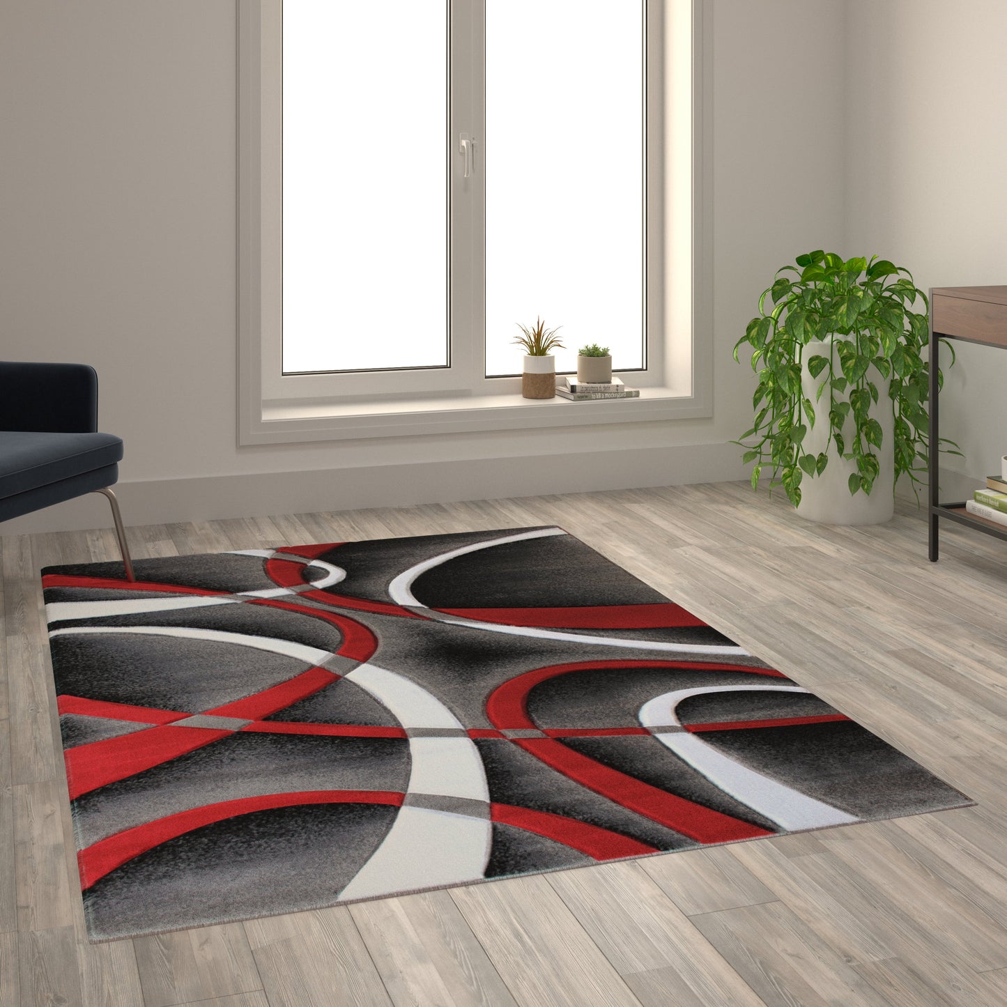 2x7 Red Abstract Rug KP-RG951-57-RD-GG