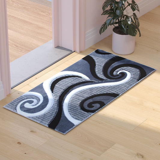 2x3 Gray Abstract Rug KP-RG952-23-GY-GG