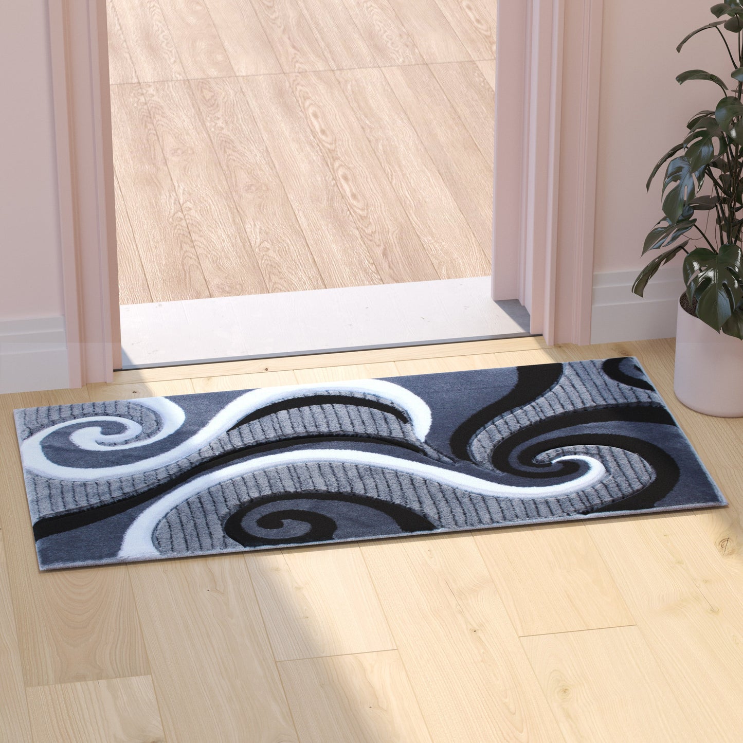 2x3 Gray Abstract Rug KP-RG952-23-GY-GG