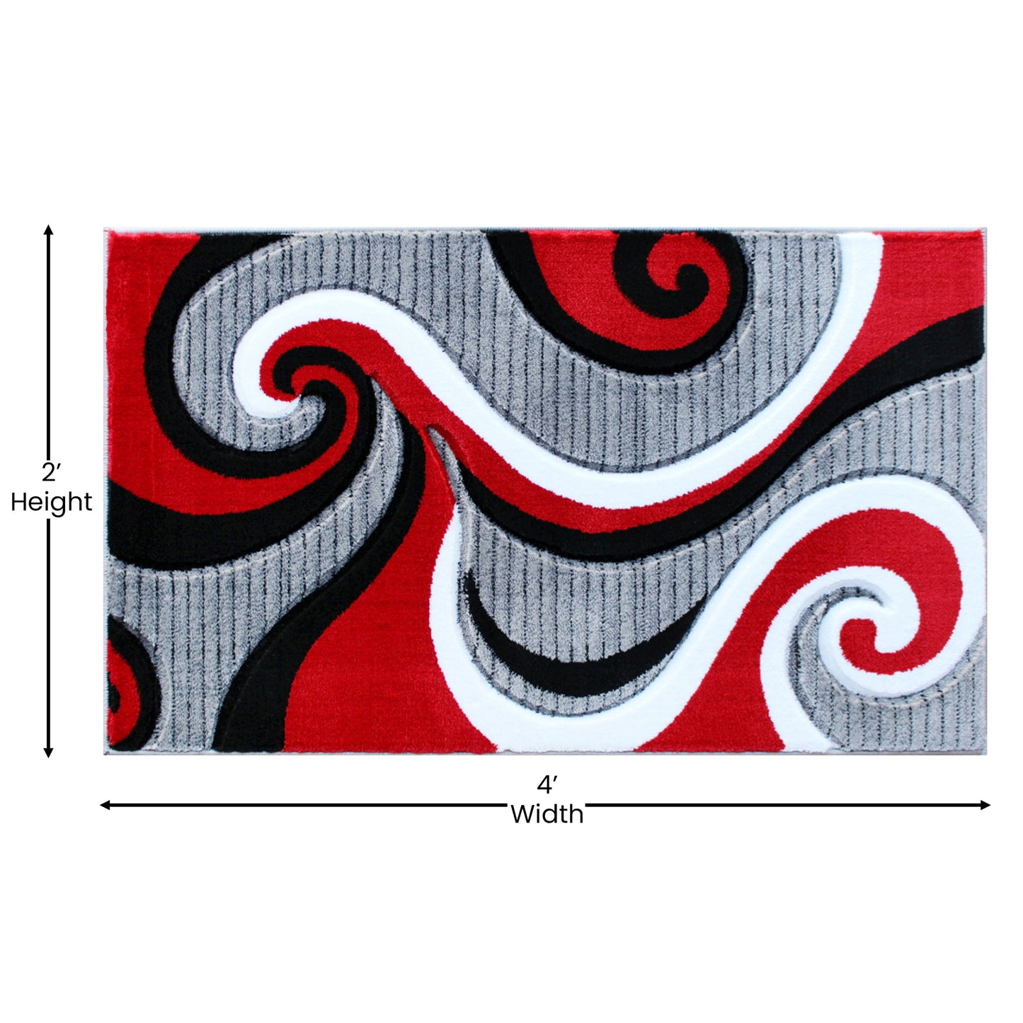 2x3 Red Abstract Rug KP-RG952-23-RD-GG