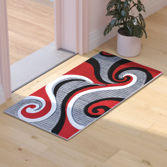 2x3 Red Abstract Rug KP-RG952-23-RD-GG