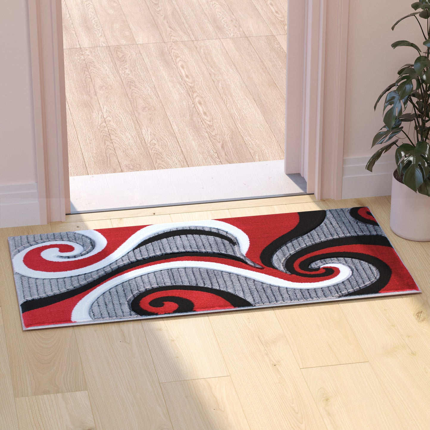 2x3 Red Abstract Rug KP-RG952-23-RD-GG