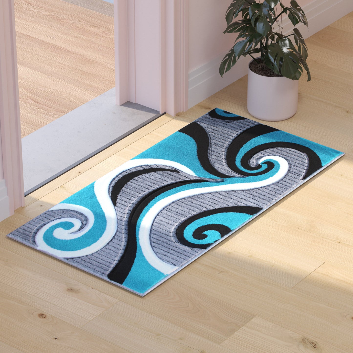 2x3 Turquoise Abstract Rug KP-RG952-23-TQ-GG