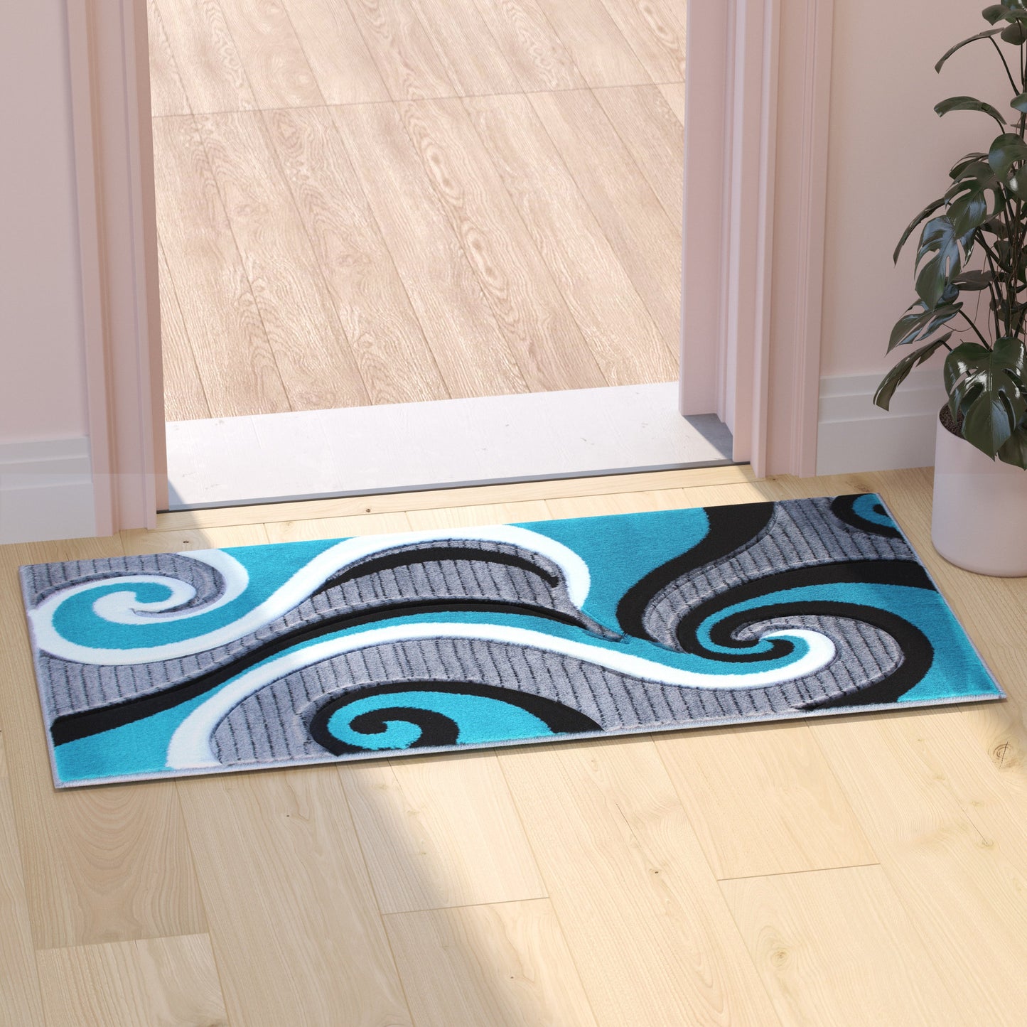 2x3 Turquoise Abstract Rug KP-RG952-23-TQ-GG