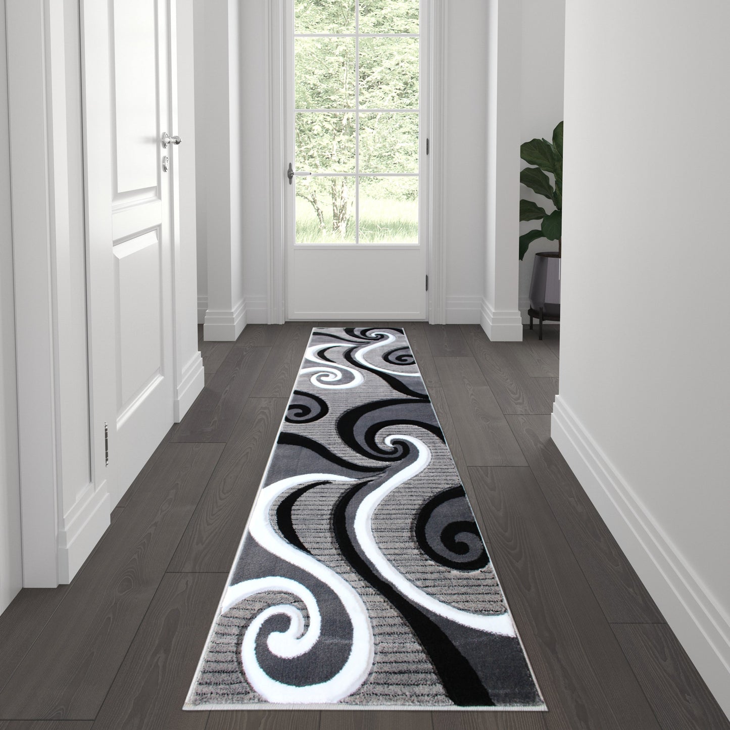 2x7 Gray Abstract Rug KP-RG952-27-GY-GG