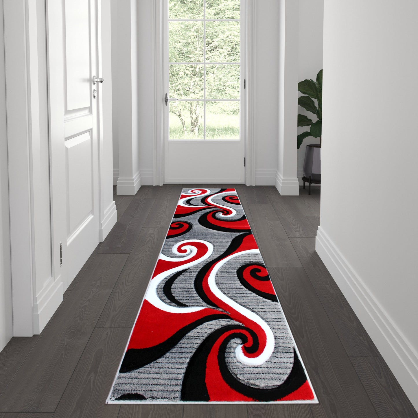 2x7 Red Abstract Rug KP-RG952-27-RD-GG