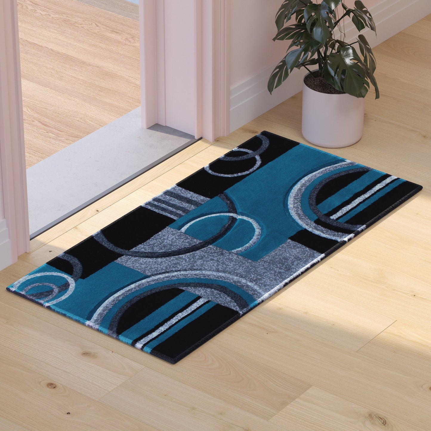 2x3 Turquoise Geometric Rug KP-RG953-23-TQ-GG