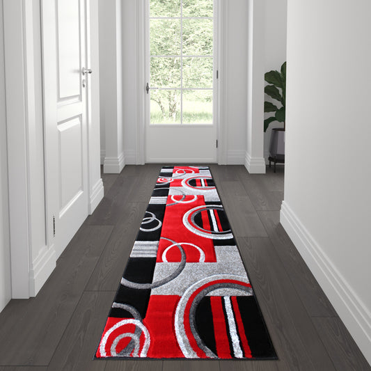 2x7 Red Geometric Rug KP-RG953-27-RD-GG