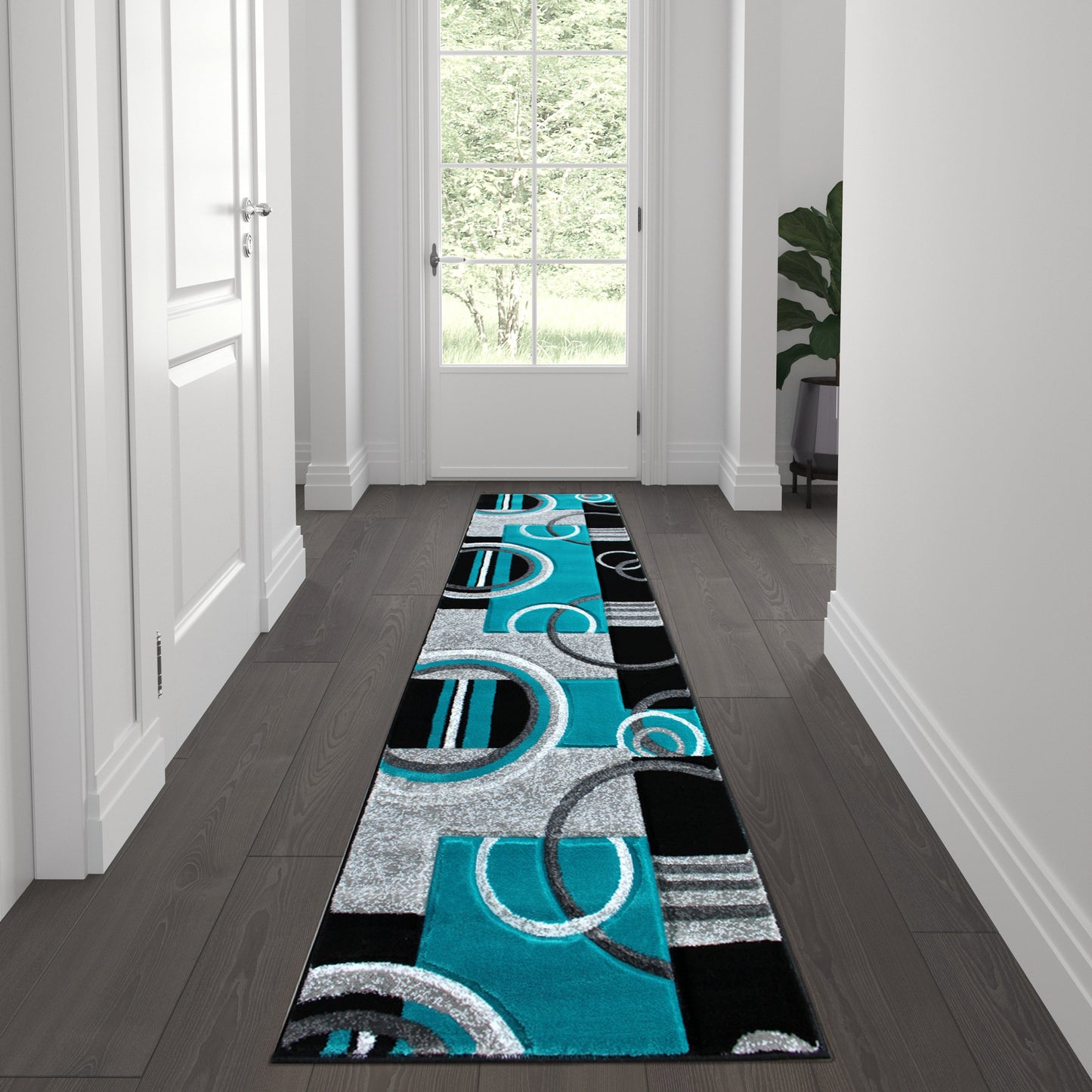 2x7 Turquoise Geometric Rug KP-RG953-27-TQ-GG