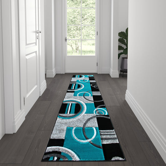 2x7 Turquoise Geometric Rug KP-RG953-27-TQ-GG