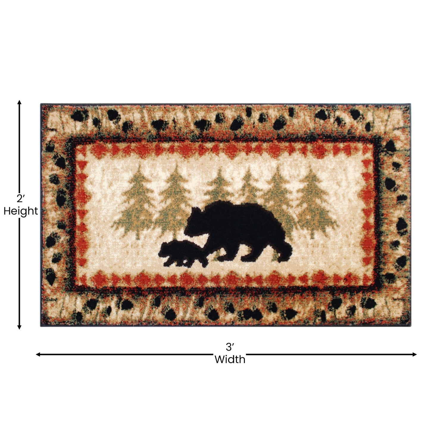 2' x 3' Bear and Cub Area Rug KP-RGB3940-23-BN-GG