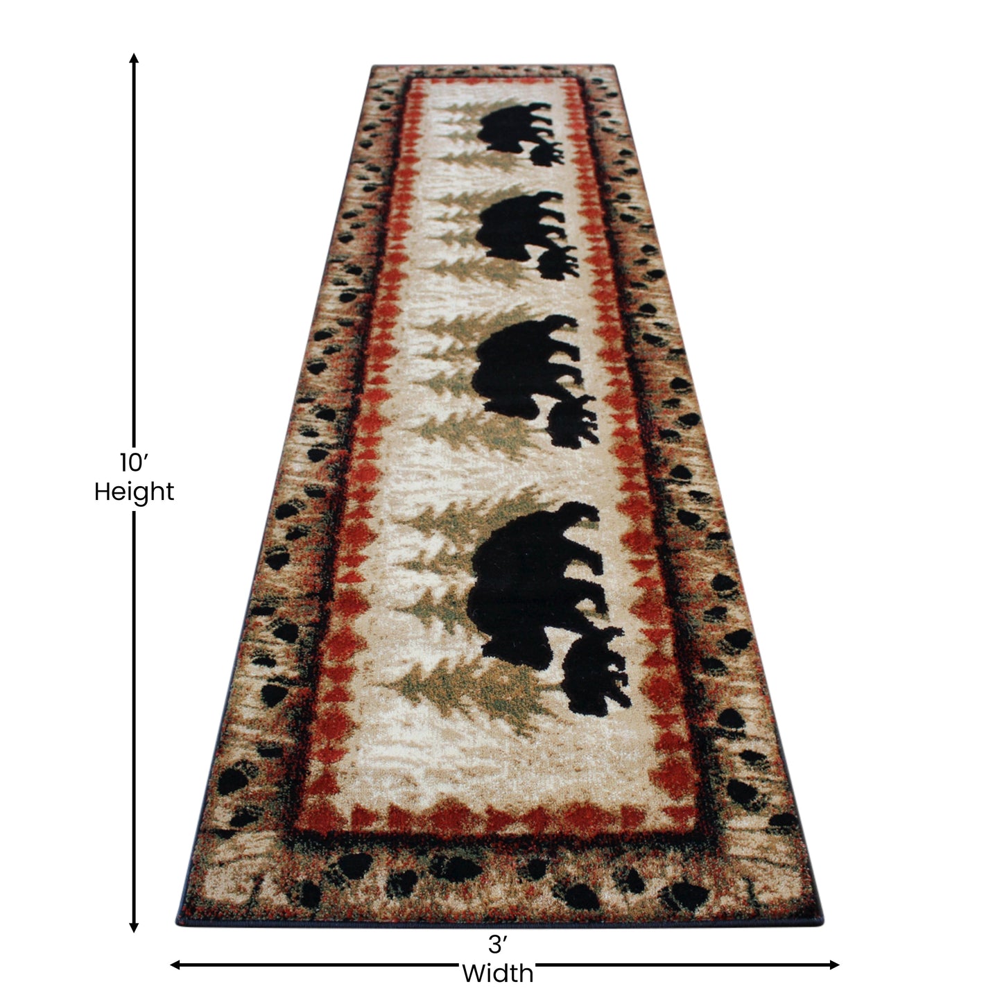 3' x 10' Bear and Cub Area Rug KP-RGB3940-310-BN-GG