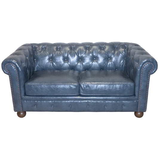 Winston Antique Blue Bonded Leather Loveseat