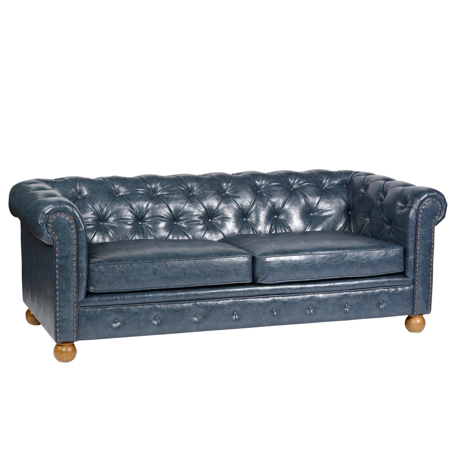 Winston Antique Blue Bonded Leather Sofa