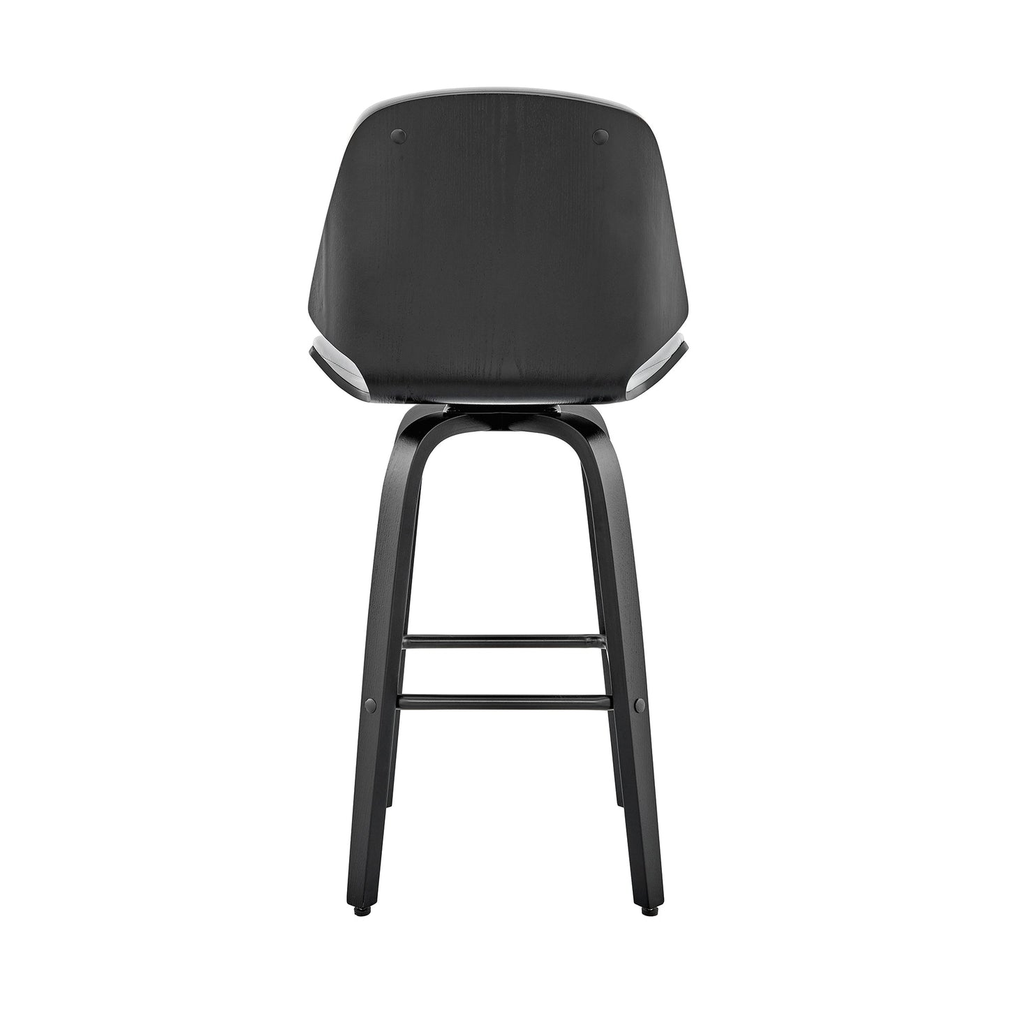 Arabela 26" Gray Faux Leather and Black Wood Swivel Bar Stool