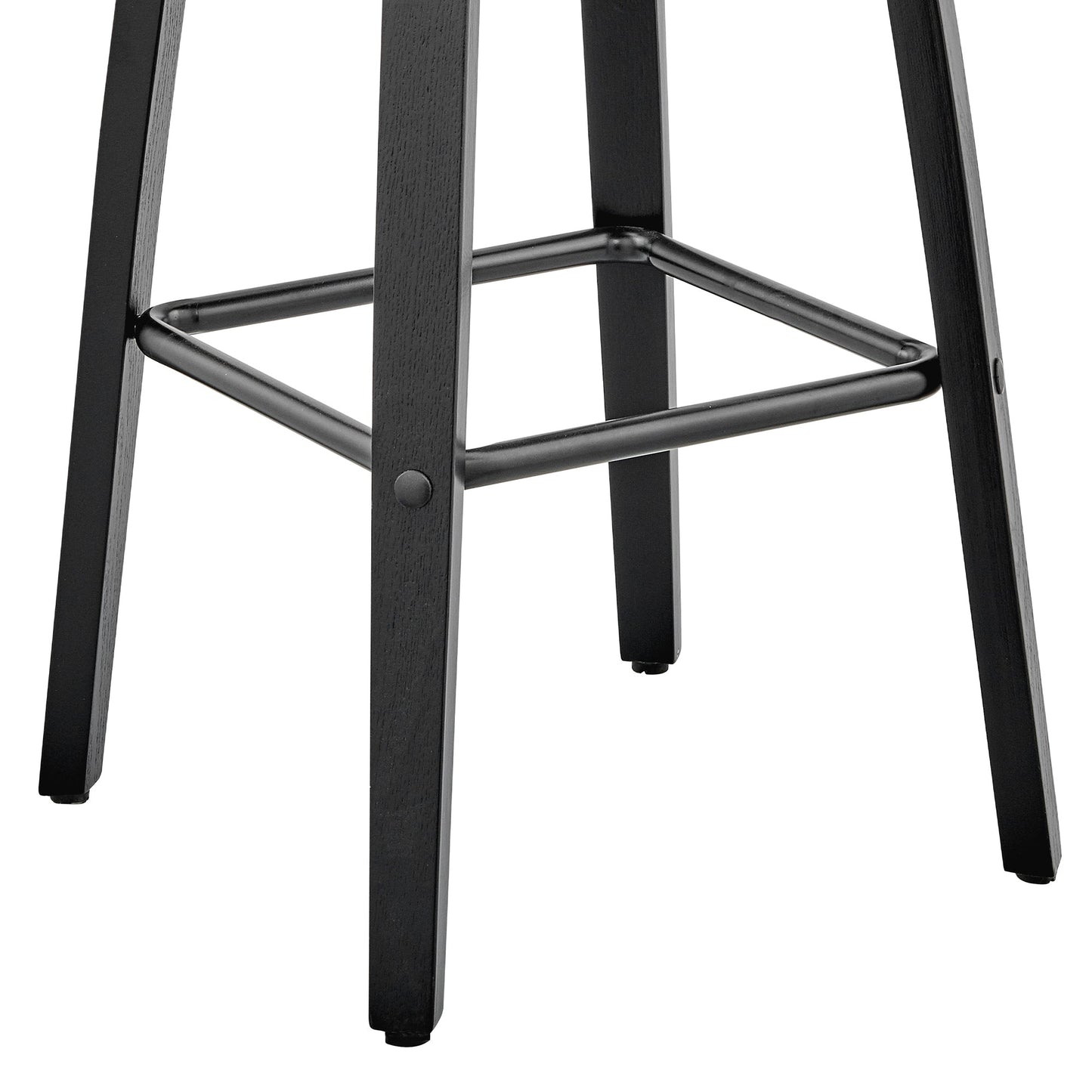 Arabela 26" Gray Faux Leather and Black Wood Swivel Bar Stool