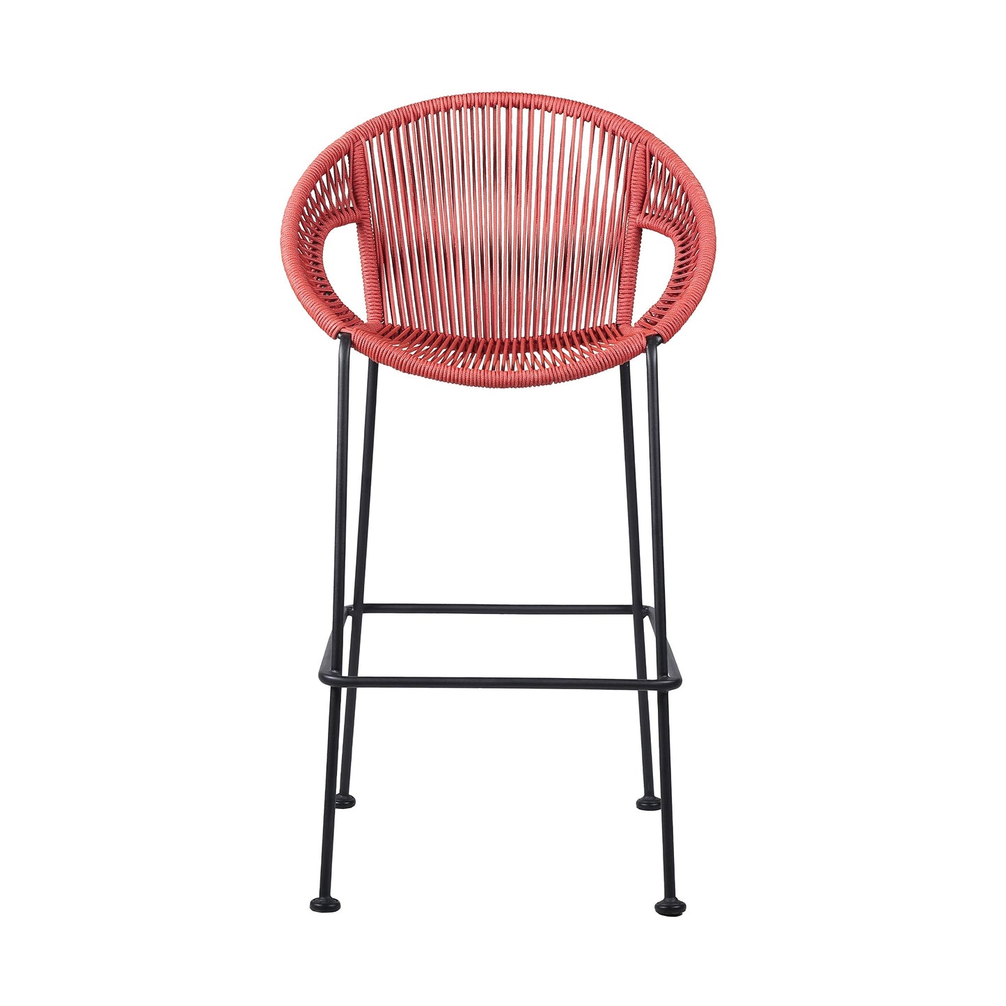 Acapulco 26" Indoor Outdoor Steel Bar Stool with Brick Red Rope