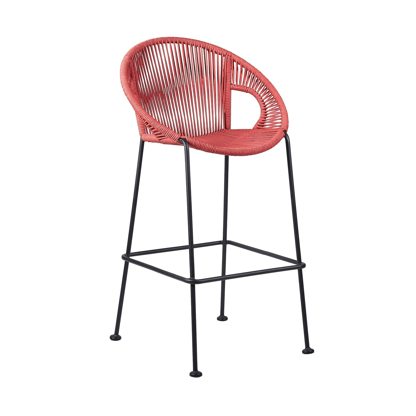 Acapulco 26" Indoor Outdoor Steel Bar Stool with Brick Red Rope