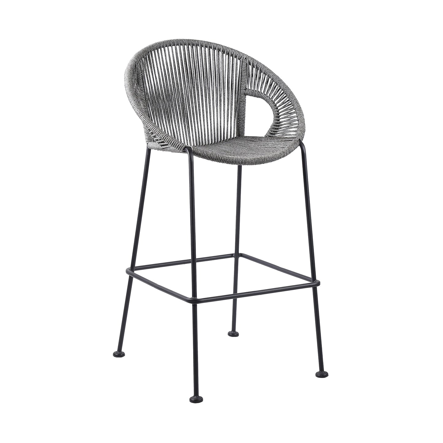 Acapulco 26" Indoor Outdoor Steel Bar Stool with Gray Rope