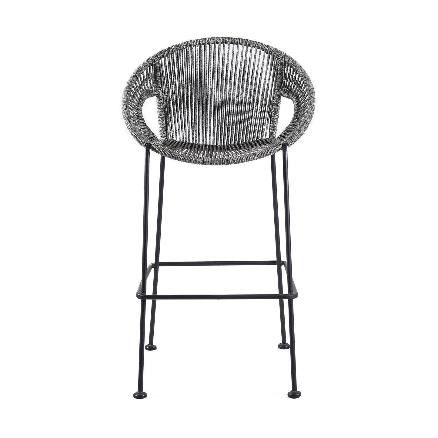 Acapulco 26" Indoor Outdoor Steel Bar Stool with Gray Rope