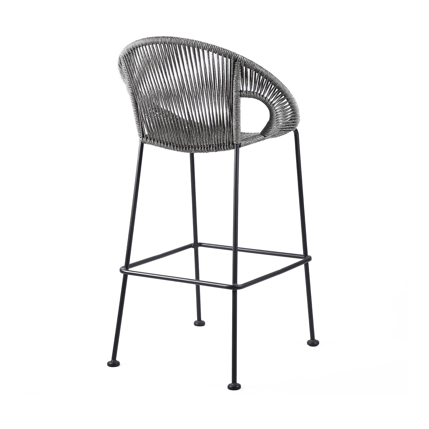 Acapulco 26" Indoor Outdoor Steel Bar Stool with Gray Rope