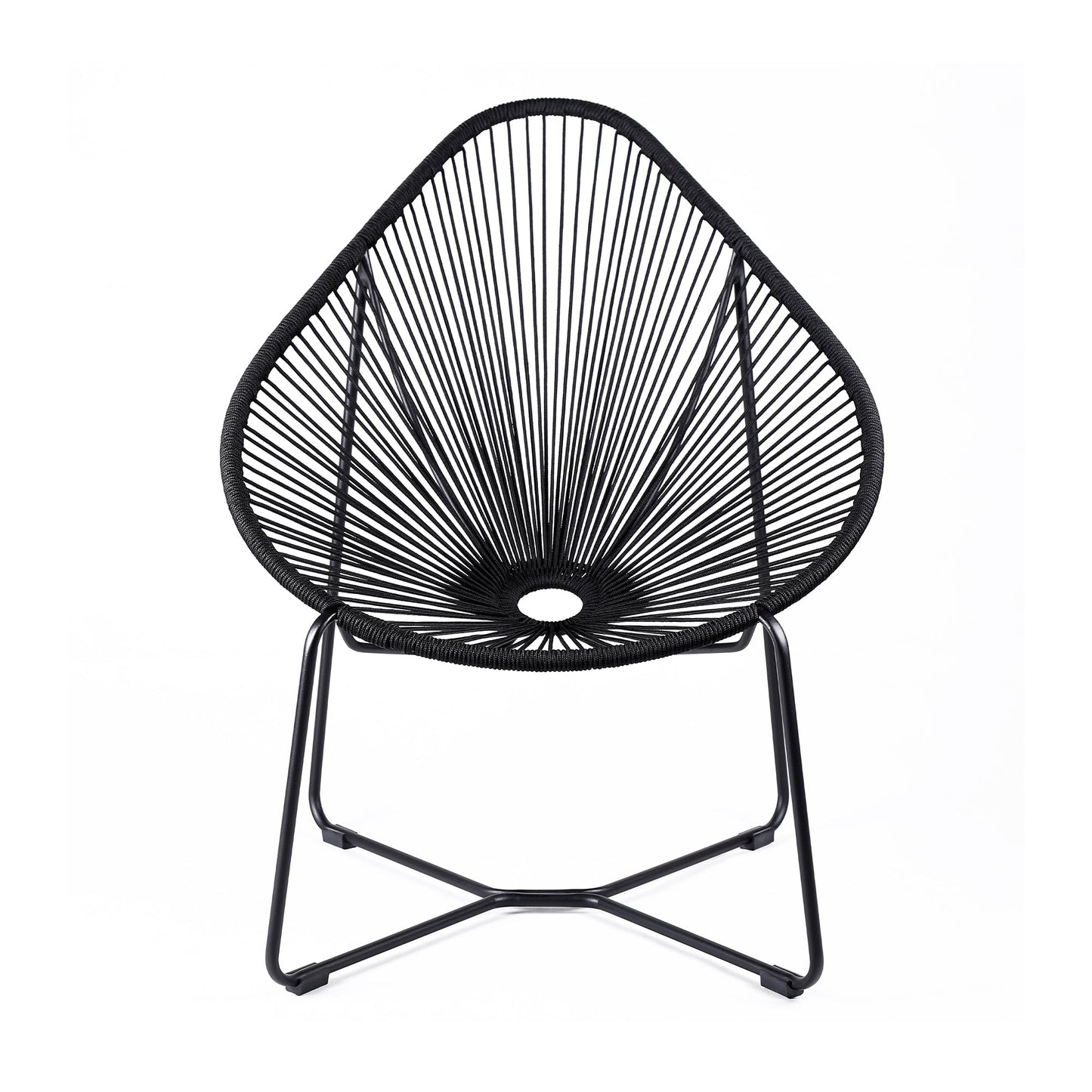 Acapulco Indoor Outdoor Steel Papasan Lounge Chair with Black Rope