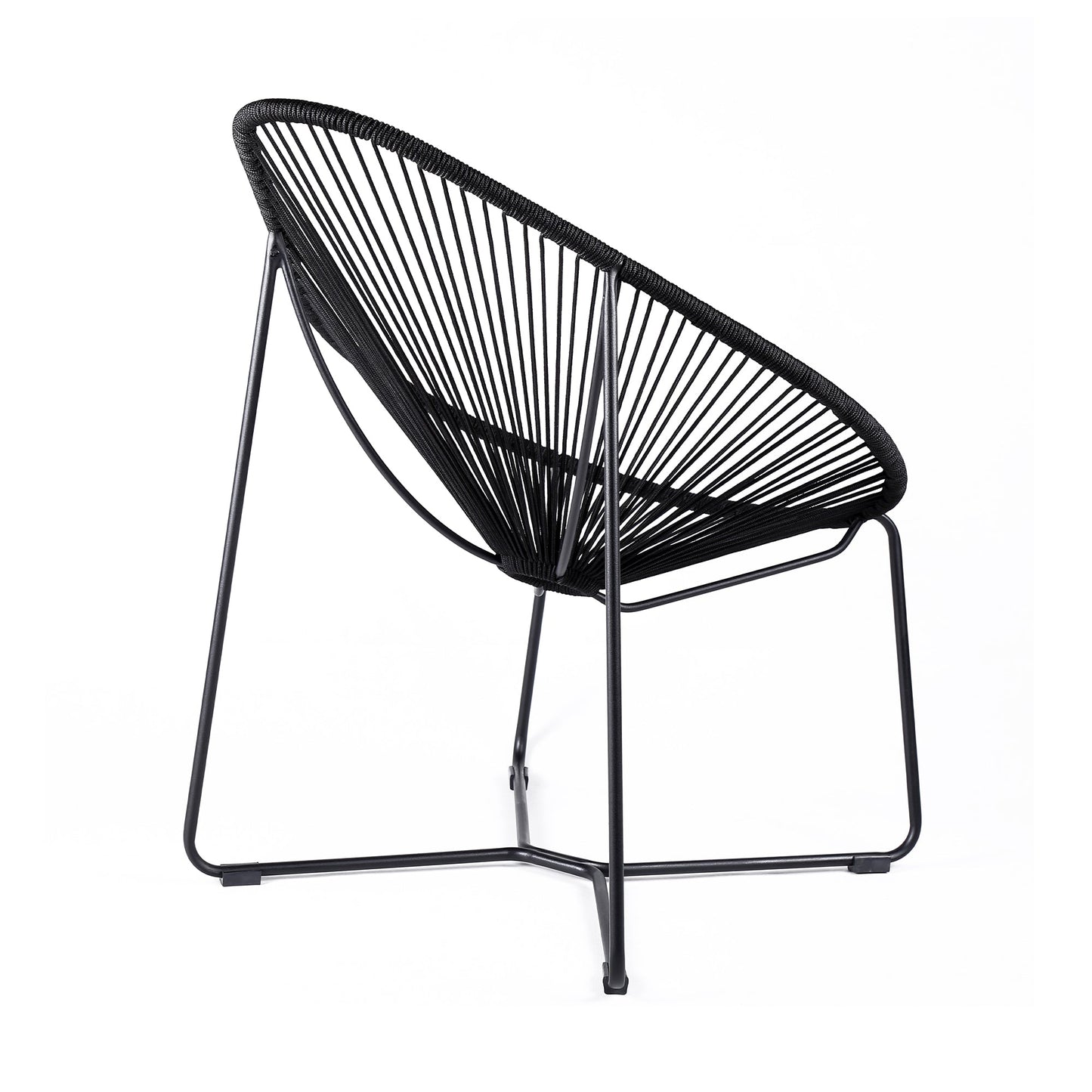 Acapulco Indoor Outdoor Steel Papasan Lounge Chair with Black Rope