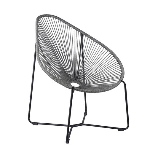 Acapulco Indoor Outdoor Steel Papasan Lounge Chair with Gray Rope