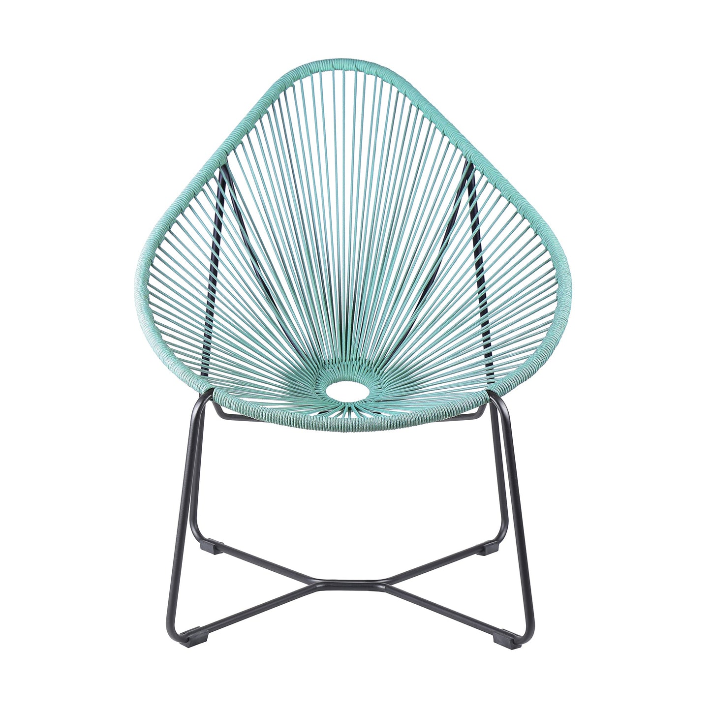 Acapulco Indoor Outdoor Steel Papasan Lounge Chair with Wasabi Rope