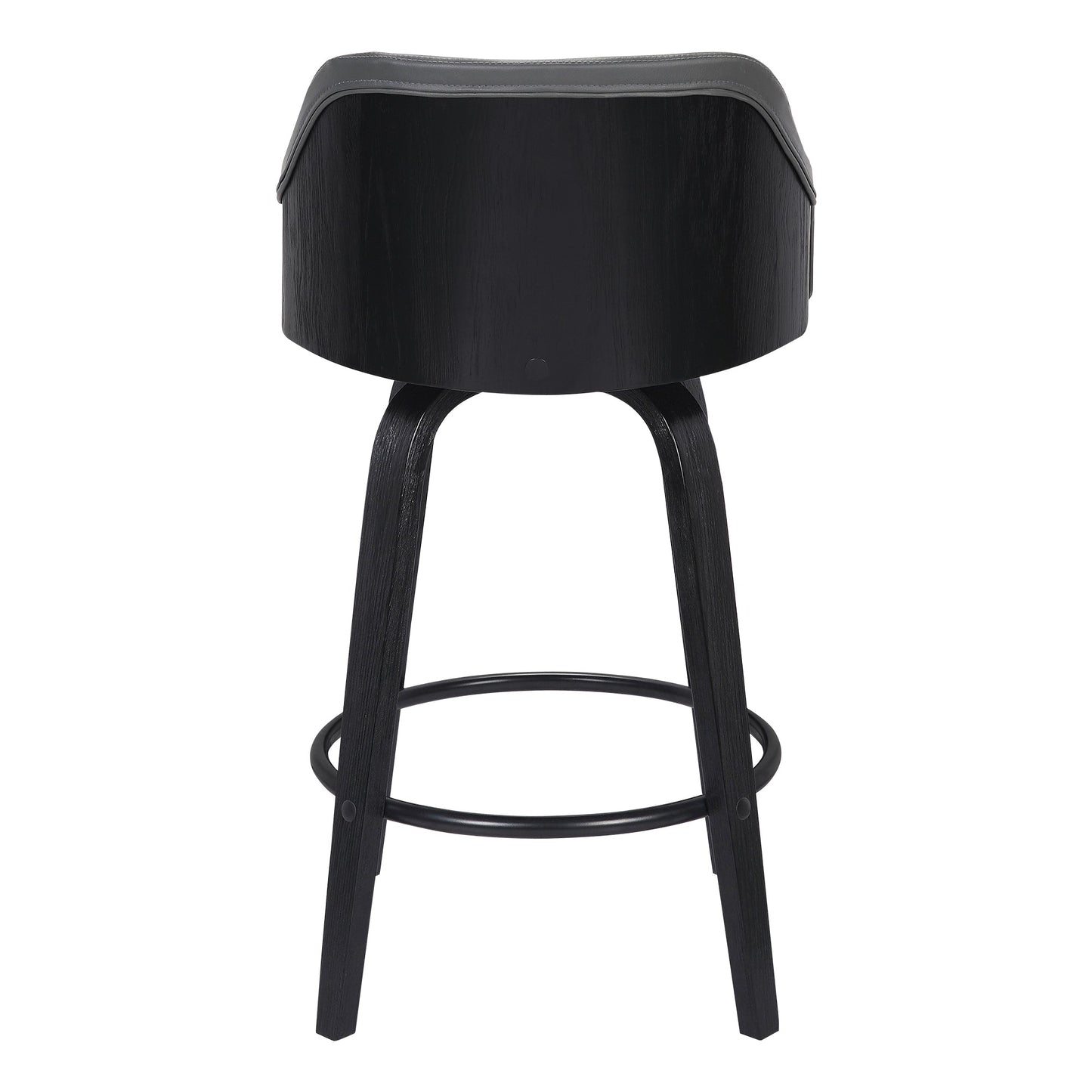 Alec 26" Counter Height Swivel Gray Faux Leather and Black Wood Bar Stool