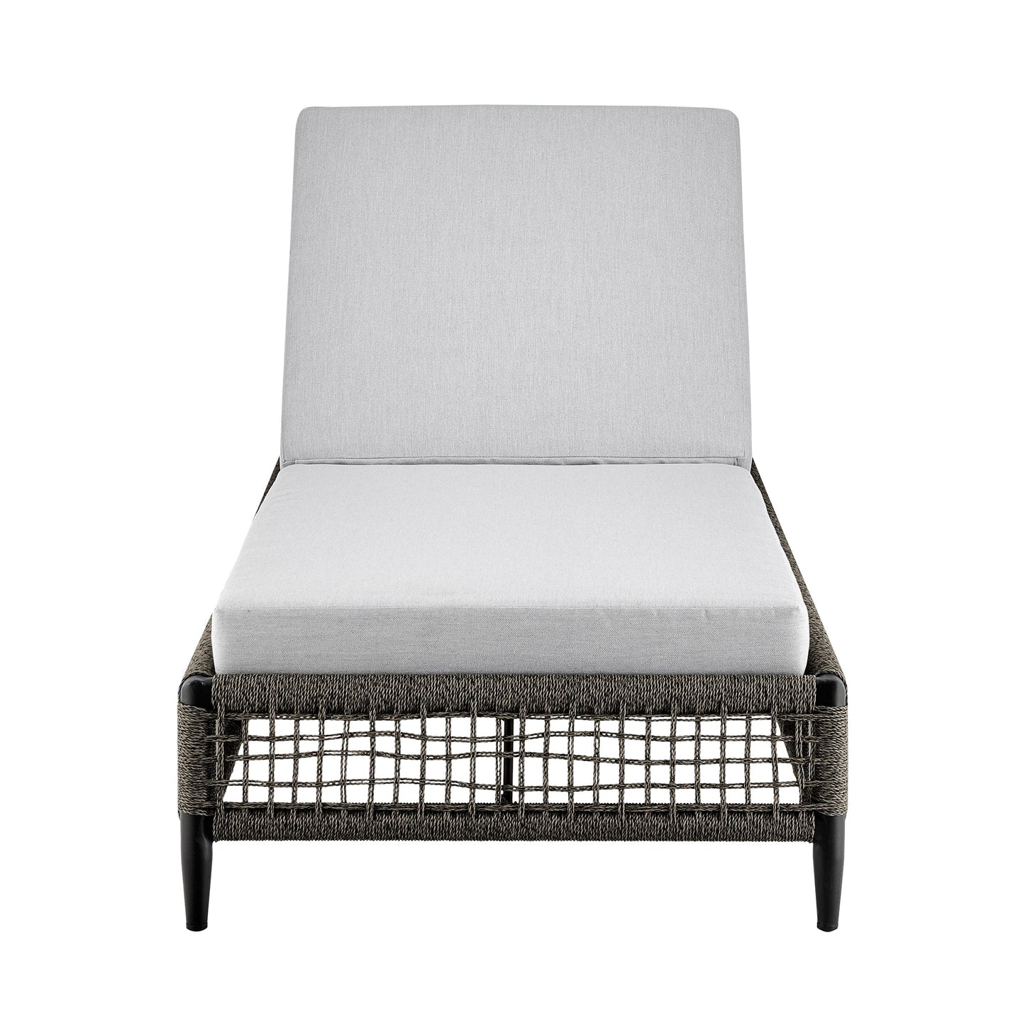 Alegria Outdoor Patio Adjustable Chaise Lounge Chair in Aluminum with Gray Rope and Cushions