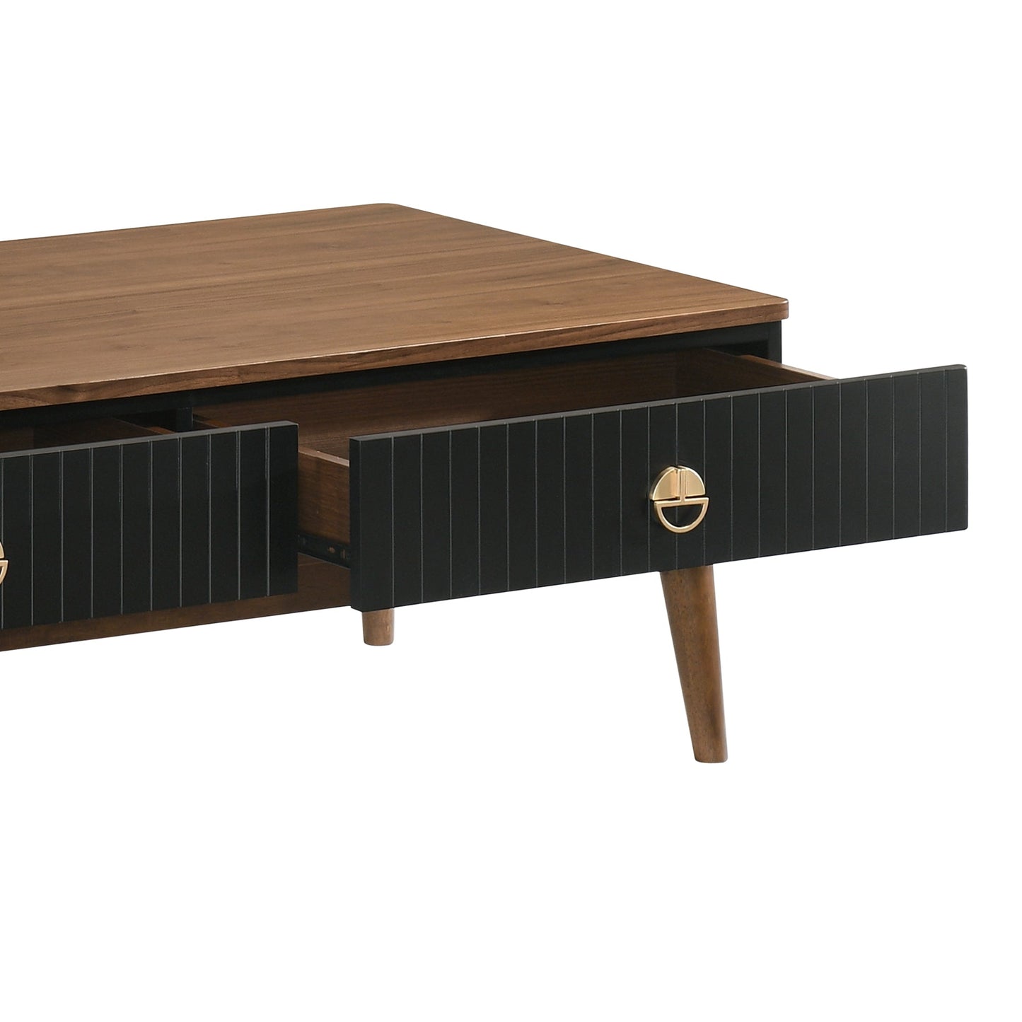 Amigo Black Veneer and Walnut Wood Coffee Table