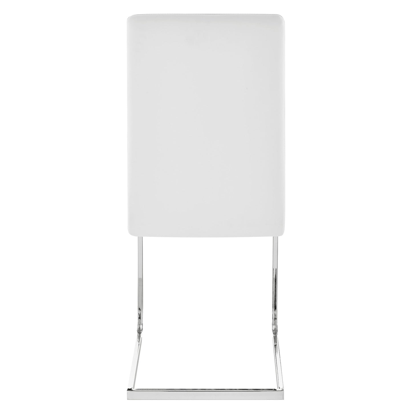 Amanda Contemporary Side Chair in White Faux Leather and Chrome Finish - Set of 2