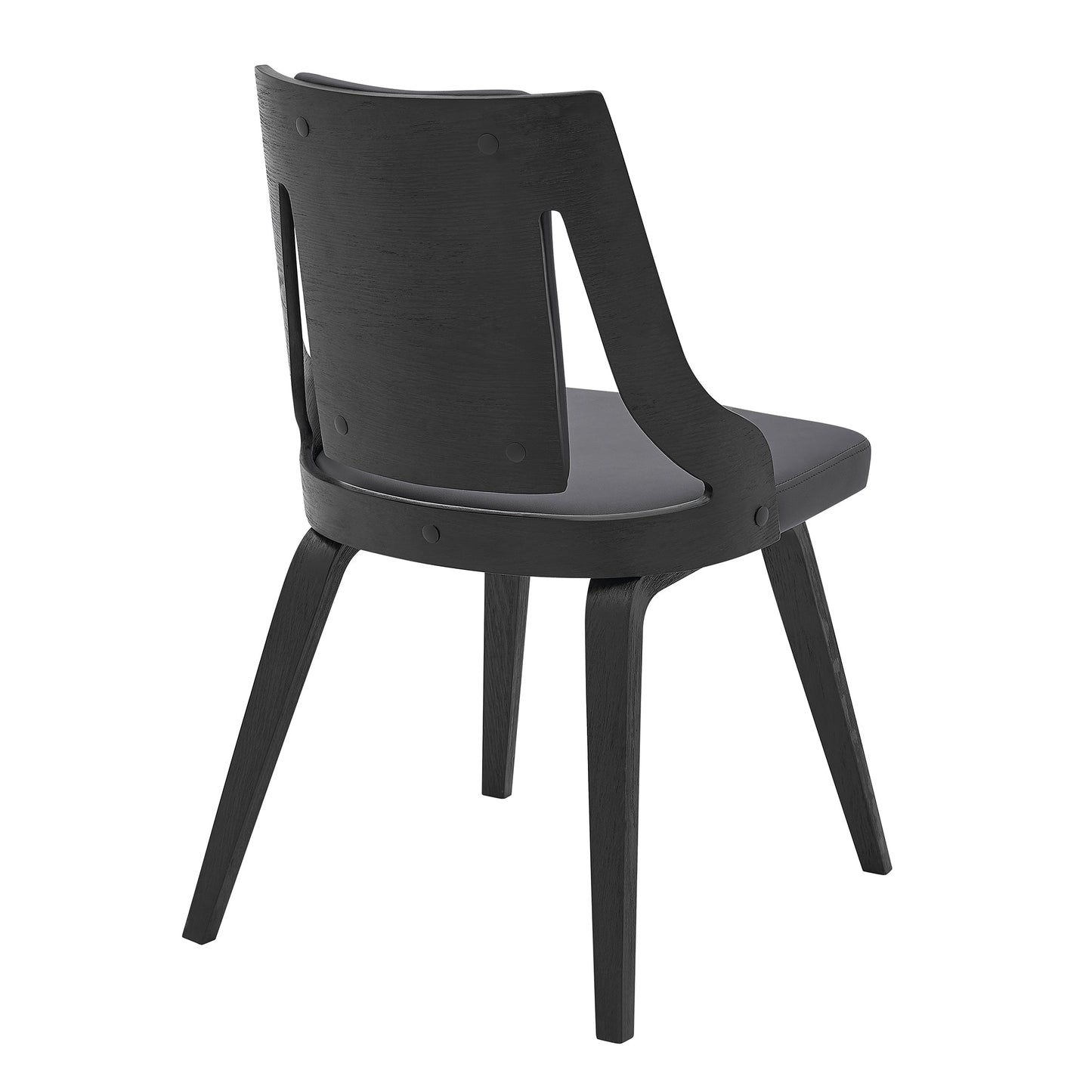 Aniston Gray Faux Leather and Black Wood Dining Chairs - Set of 2