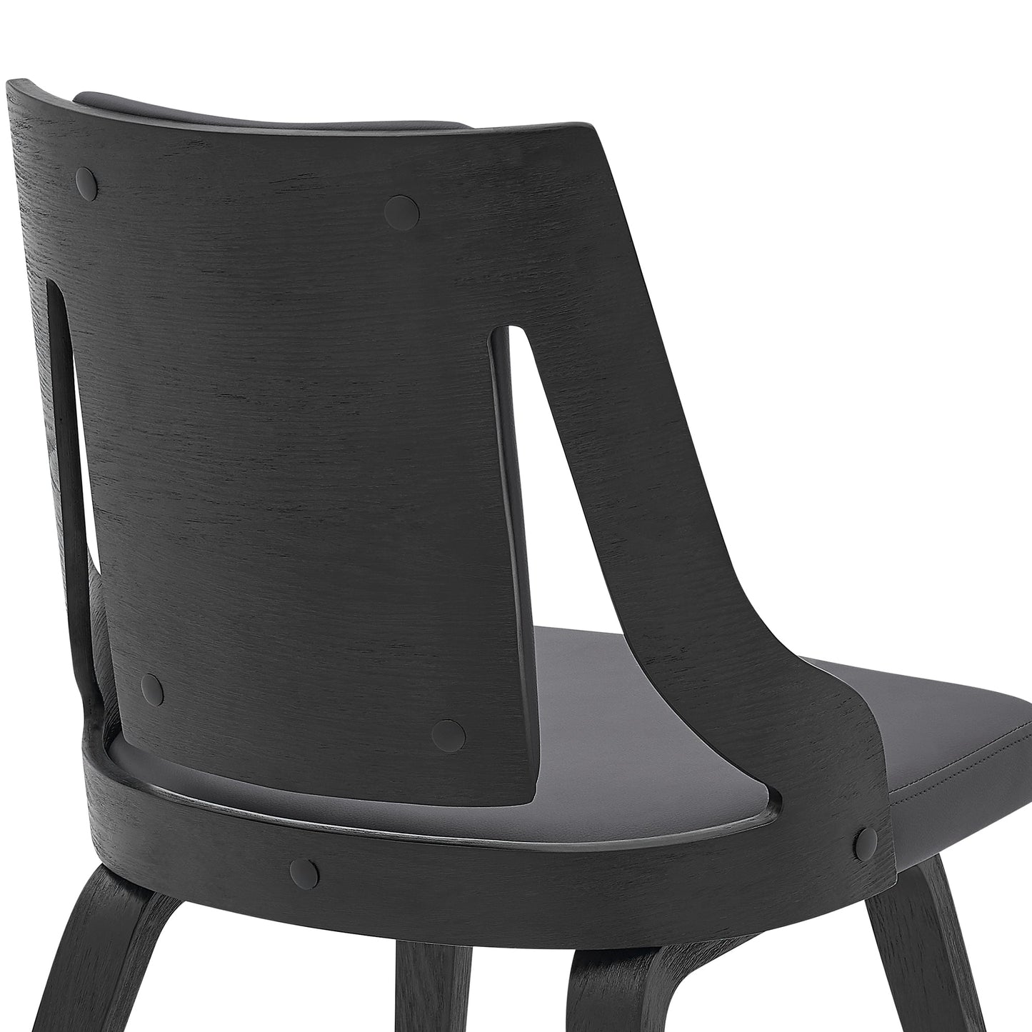 Aniston Gray Faux Leather and Black Wood Dining Chairs - Set of 2