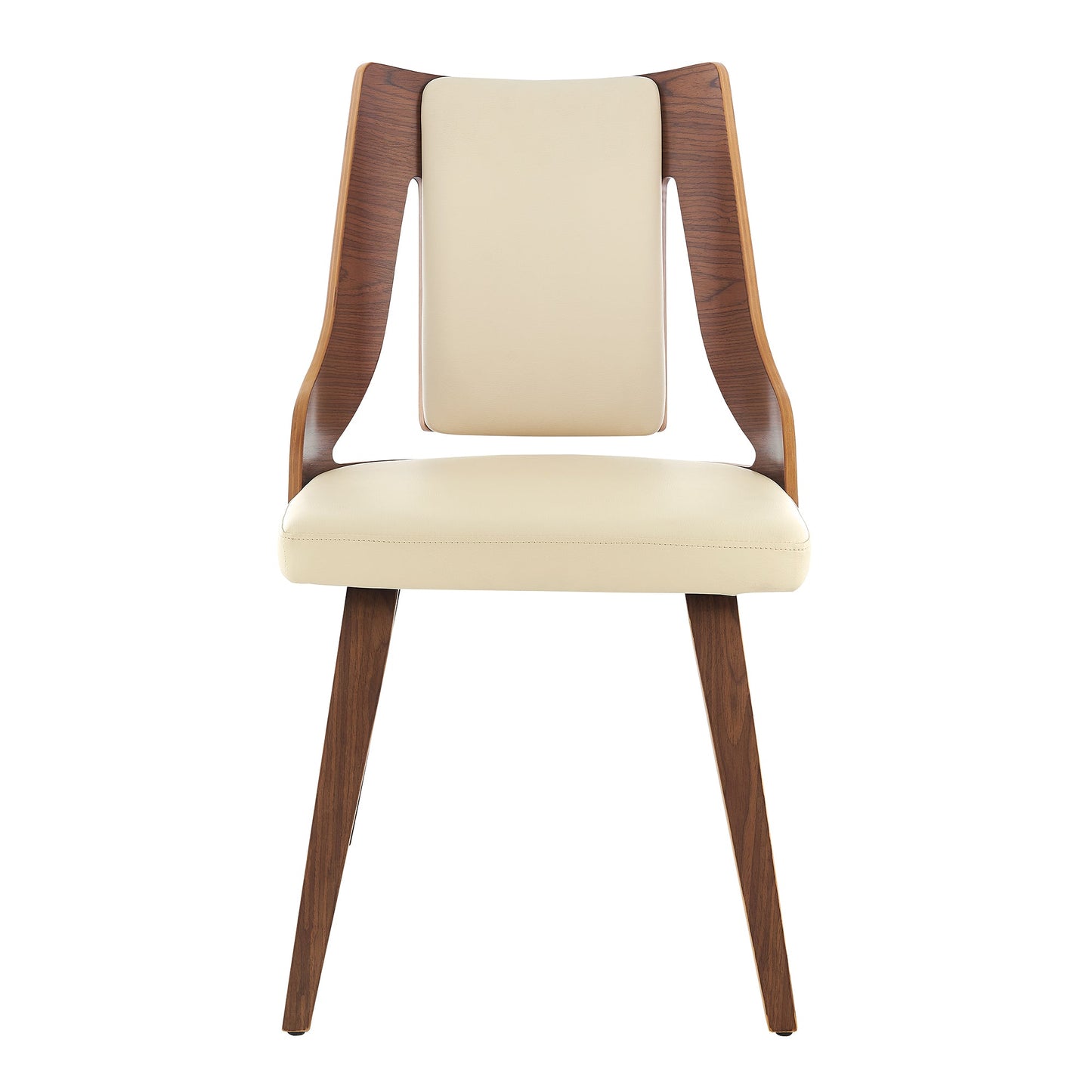 Aniston Cream Faux Leather and Walnut Wood Dining Chairs - Set of 2