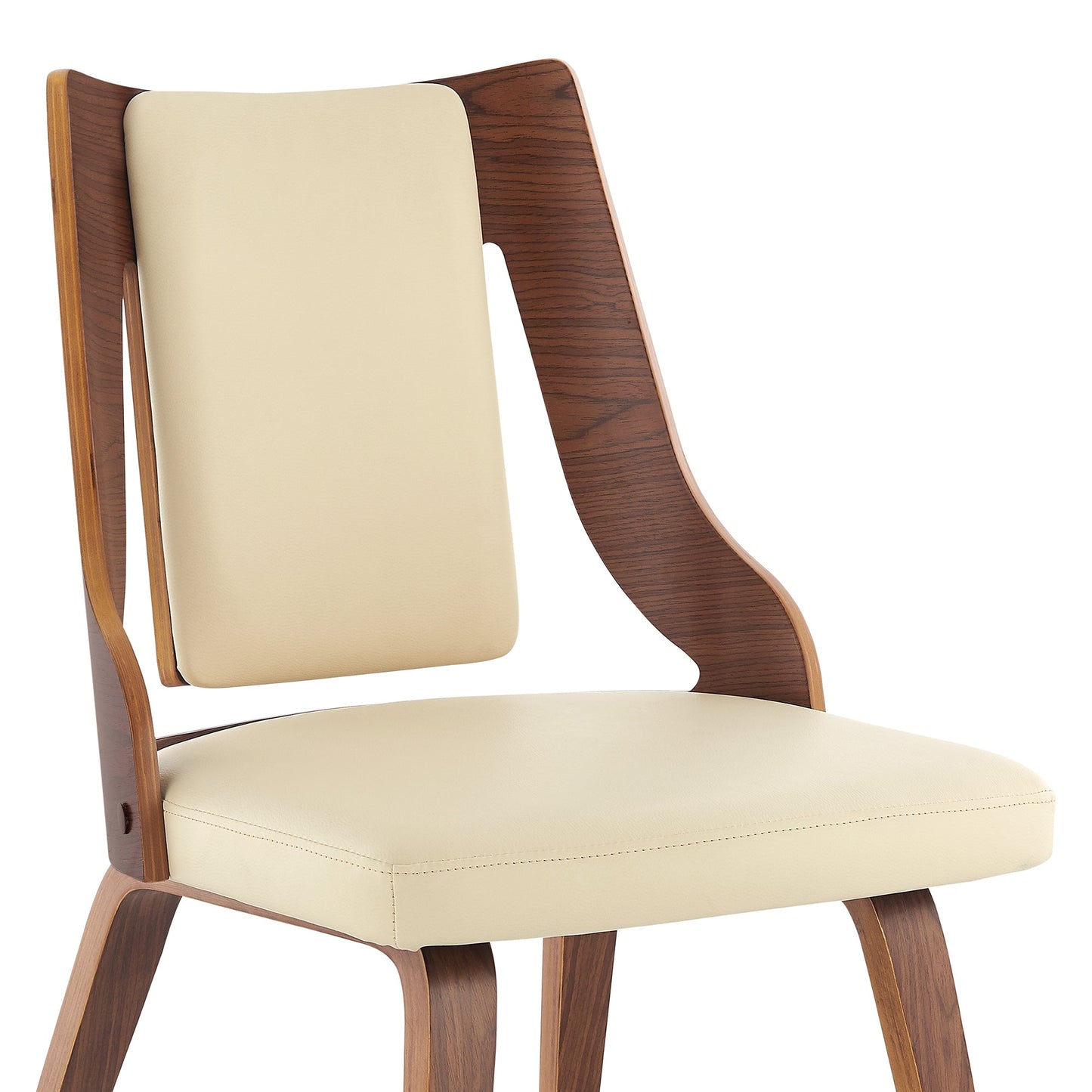 Aniston Cream Faux Leather and Walnut Wood Dining Chairs - Set of 2