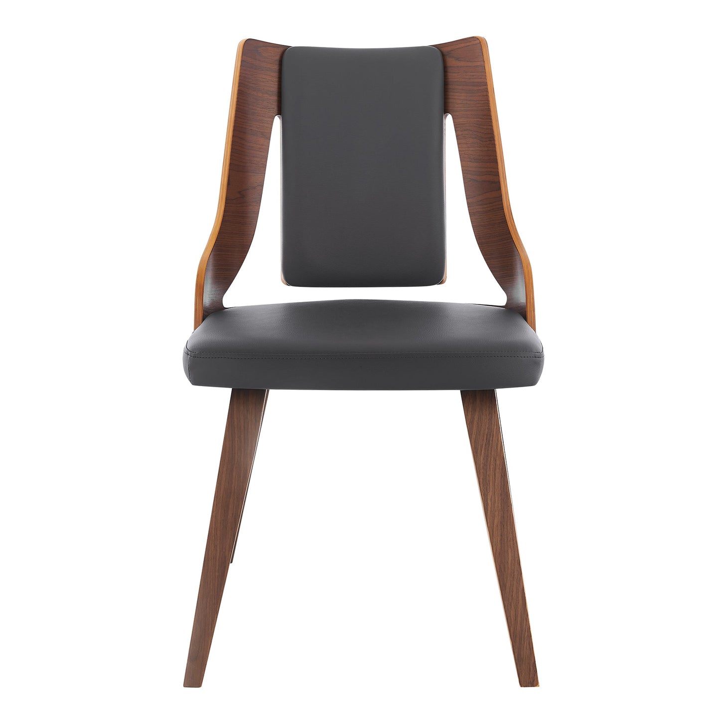 Aniston Gray Faux Leather and Walnut Wood Dining Chairs - Set of 2