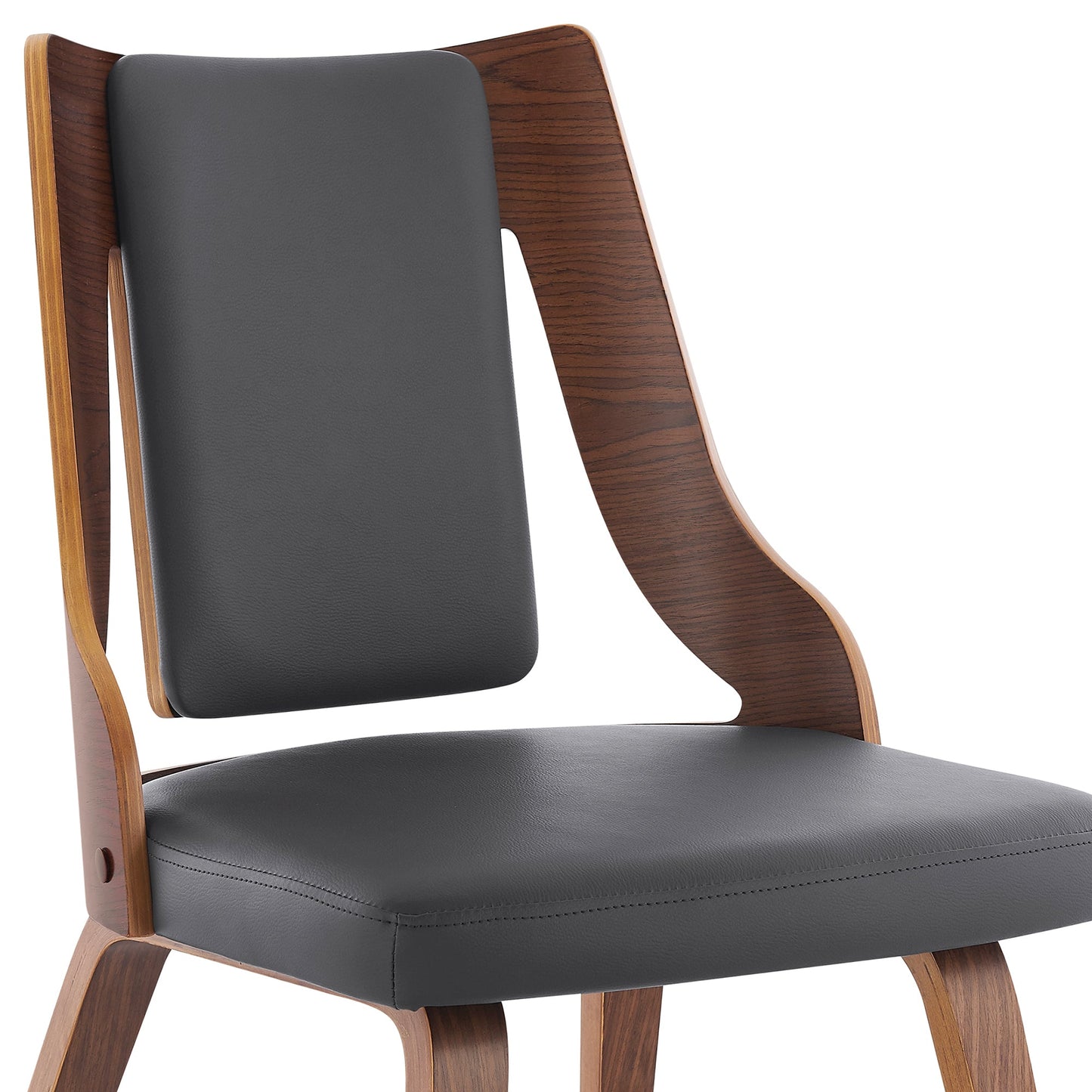 Aniston Gray Faux Leather and Walnut Wood Dining Chairs - Set of 2